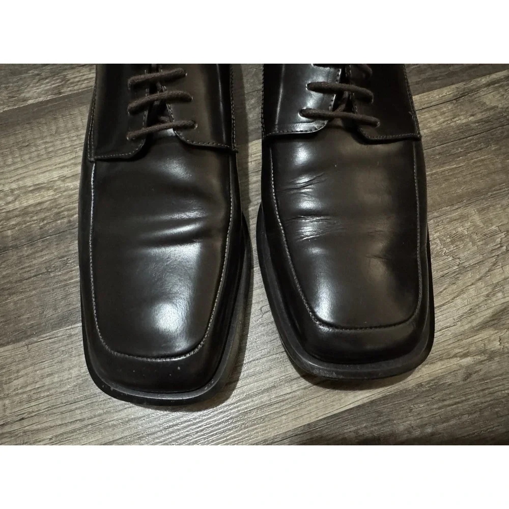 Via Spiga Mens Silvio‎ Oxford Shoes Brown Square Toe Lace Up Leather 10.5 M